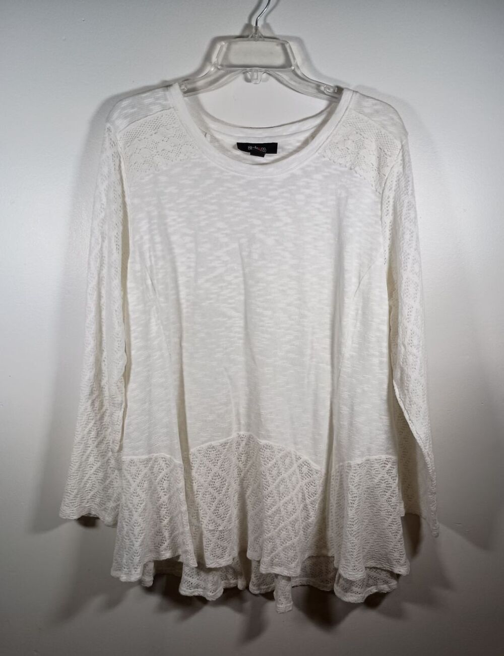 Style & Co Womens White Ivory Semi Sheer Handkerchief Sweater Plus Size 3X
